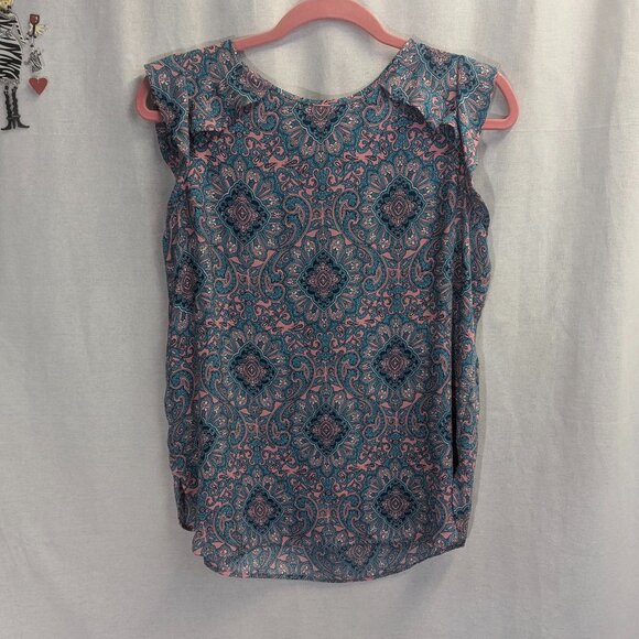 Loft Size Small Teal and Pink Paisley Tunic - Picture 13 of 14